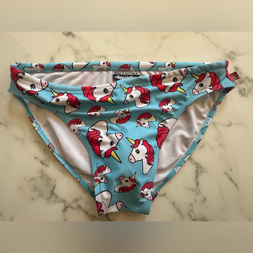 Aussiebum Unicorn Print Swim Trunks - Blue and Red